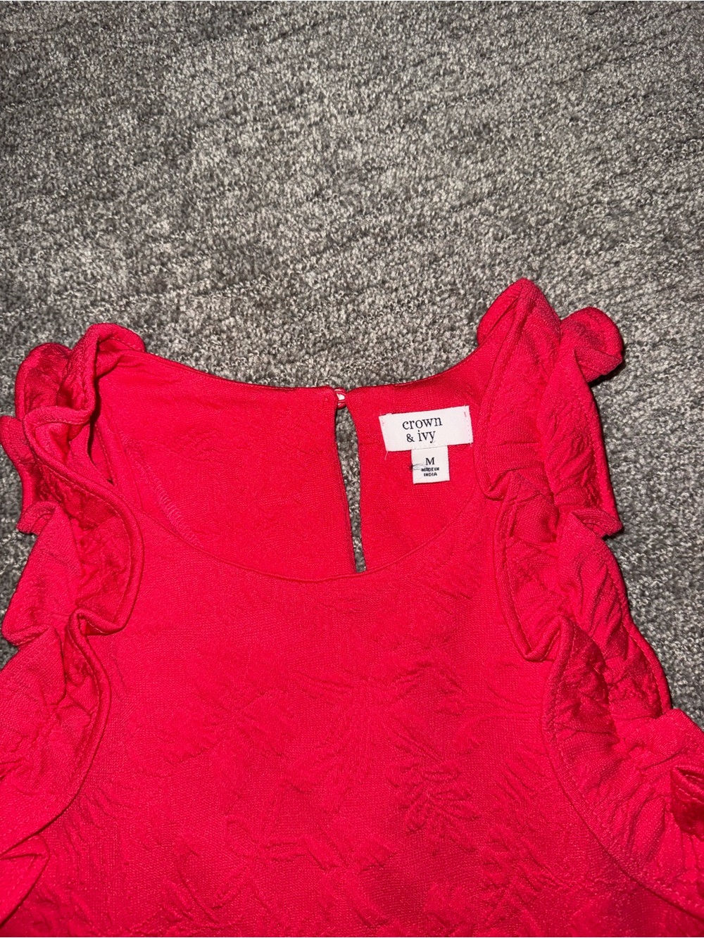 crown & ivy Bright coral Ruffle Sleeveless dress size M